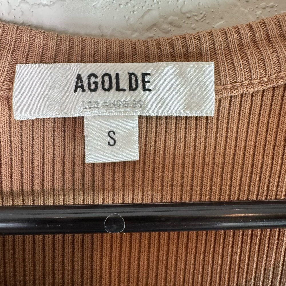 Agolde Tan Ribbed Bailey Tank Top Size S - Picture 7 of 11